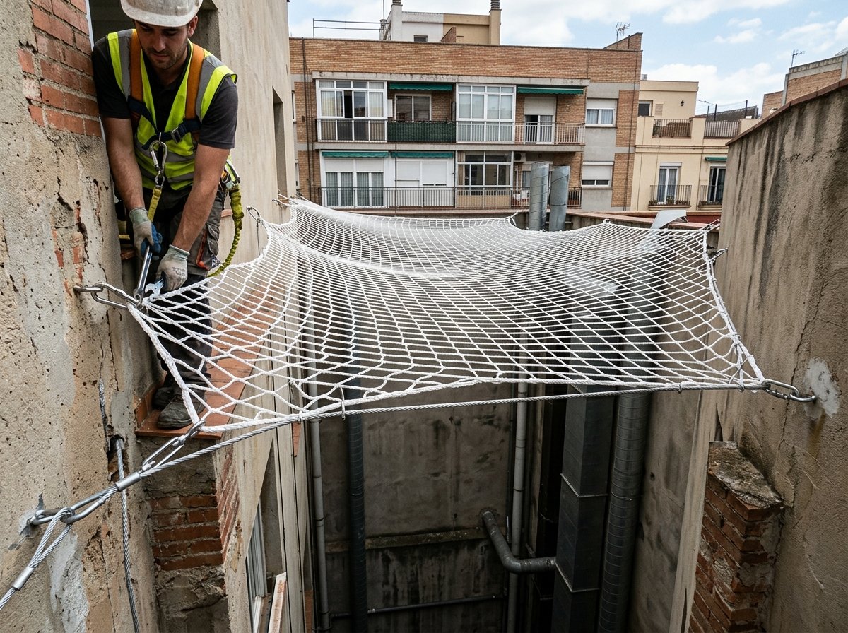 Building duct area safety net installation Sarjapur Road